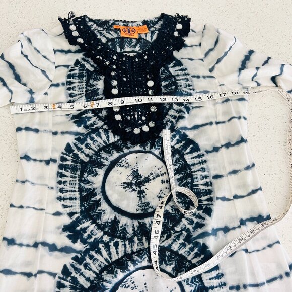 Tory Burch Blue Tunic top size 8 - Picture 4 of 7